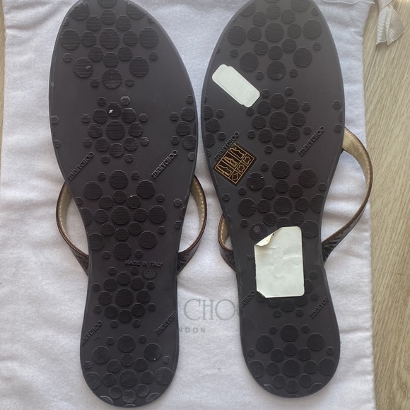 Jimmy Choo Wilma Bronze Metallic Sandal Flip flop 40 - Picture 2 of 5